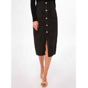 NEW Tuckernuck Pomander Place Black Tweed Laurelle Midi Skirt Shimmering MEDIUM